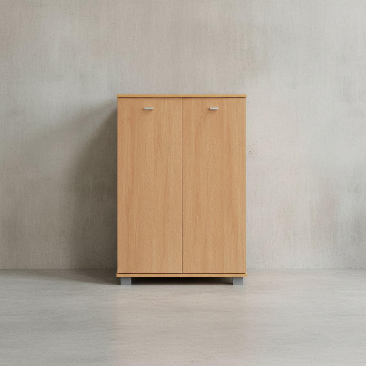 SCHUHSCHRANK Holz mit 2 Türen und 3 Einlegeböden, Braun 60x35x90 cm - Braun/Grau, Holz/Kunststoff (60/90/35cm) - KADIMA DESIGN