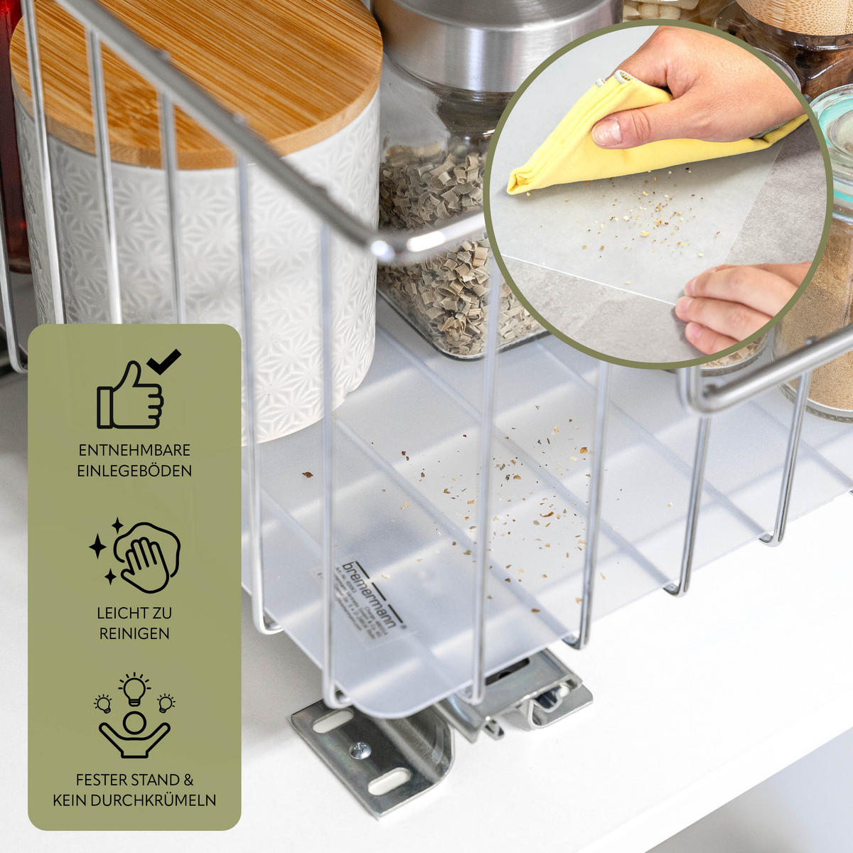 KORBAUSZUG (2er Set), 40 cm Breite, für Oberschränke, Chrom - Silberfarben, Metall (40/20/28.5cm) - bremermann