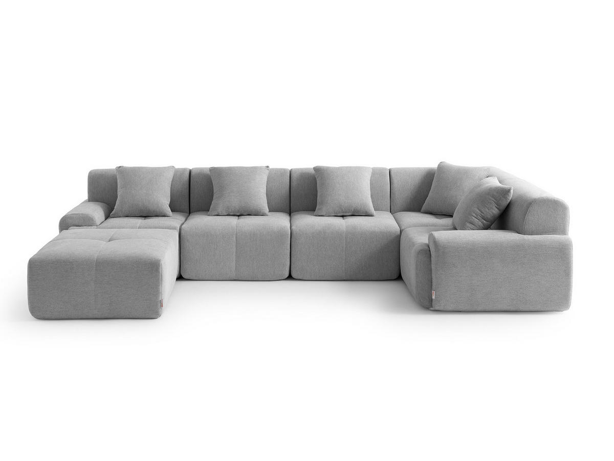 WOHNLANDSCHAFT Chenille Mineralgrau - Grau, Textil (345/73/190cm) - MILYsofa