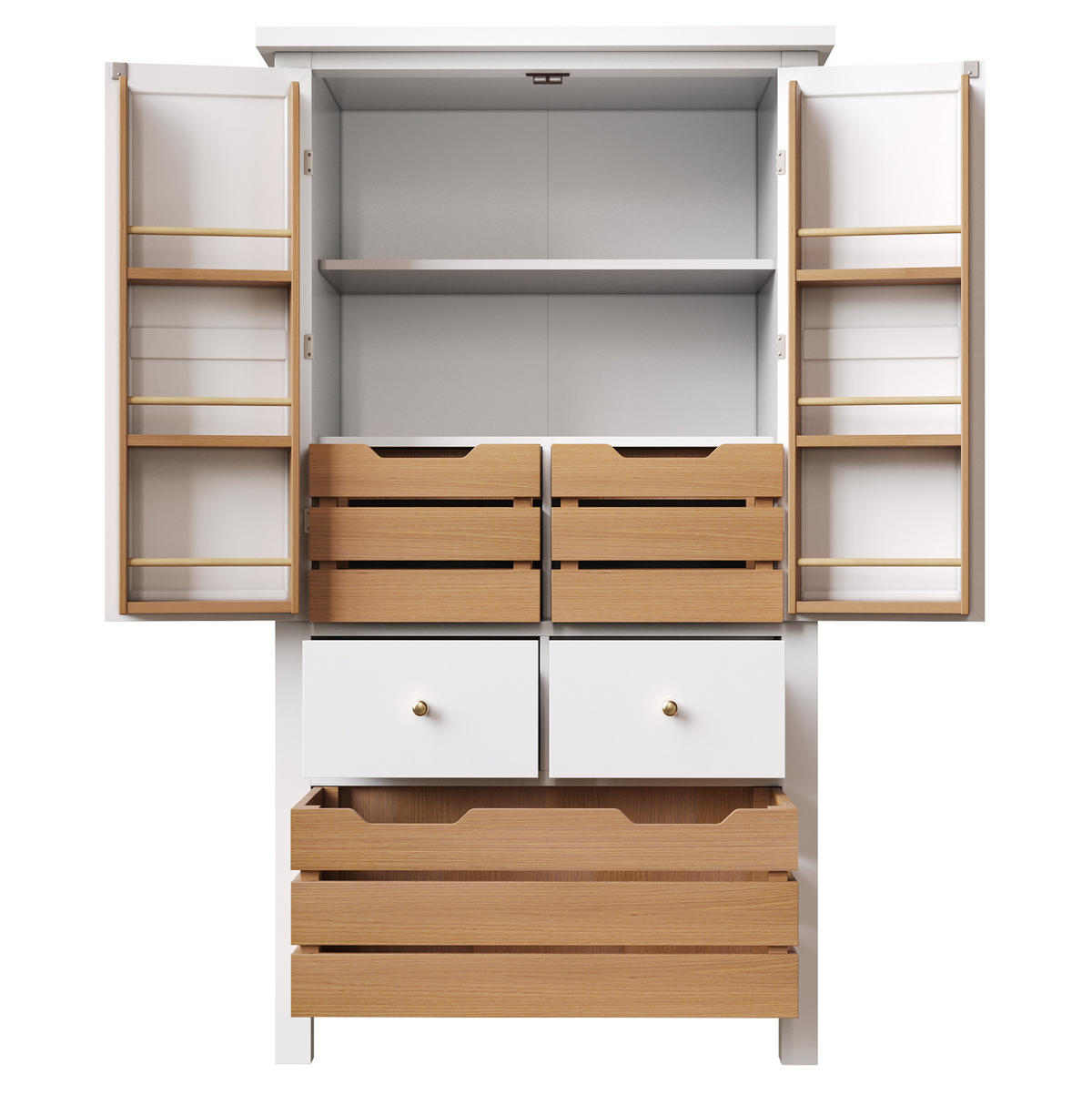KÜCHENSCHRANK mit 5 Schubladen 80x40x140 cm MDF Weiß - Weiß, Holzwerkstoff (40/140/80cm) - Meubliv