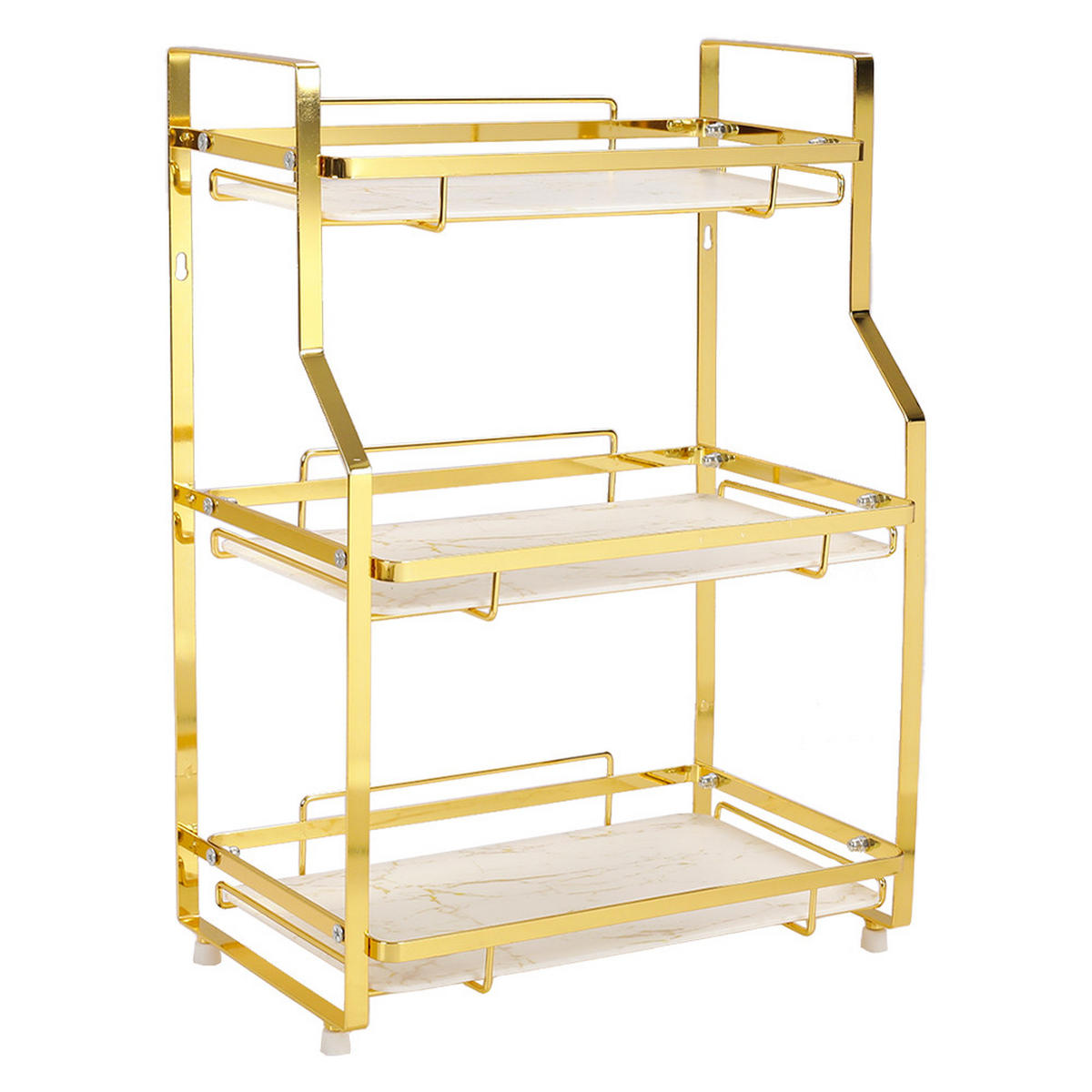 BADEZIMMERREGAL 32.5/19/45 cm 3-Stufig Freistehend Wandmontage Metall Gold - Goldfarben, Metall (32.5/45/19cm) - Livingandhome