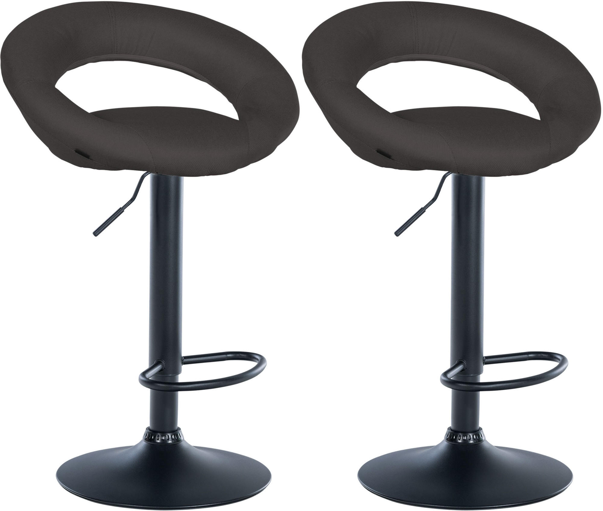 BARHOCKER 2er Set Stoff dunkelgrau - Dunkelgrau/Schwarz, Textil/Metall (52/77/47cm) - CLP