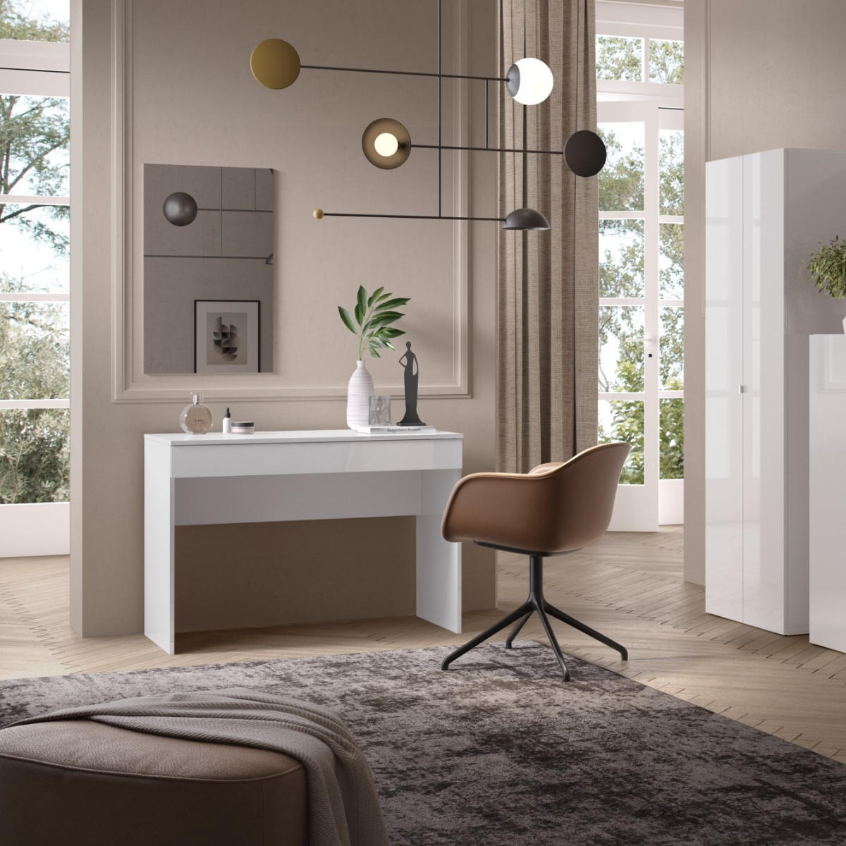 SCHREIBTISCH mit 1 großen Schublade weiß 110/50/76 cm - Weiß, Holzwerkstoff (56.2/50/76cm) - Calicosy