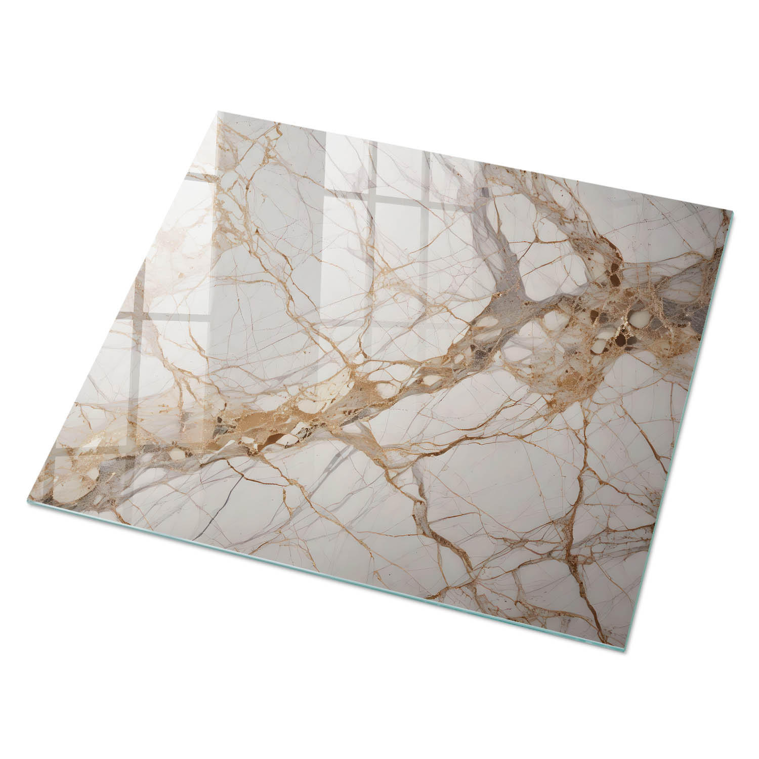 GLASPLATTE 80x60 cm – Marmoradern - Beige, Glas (0.4/80/60cm) - ArtPrintCave