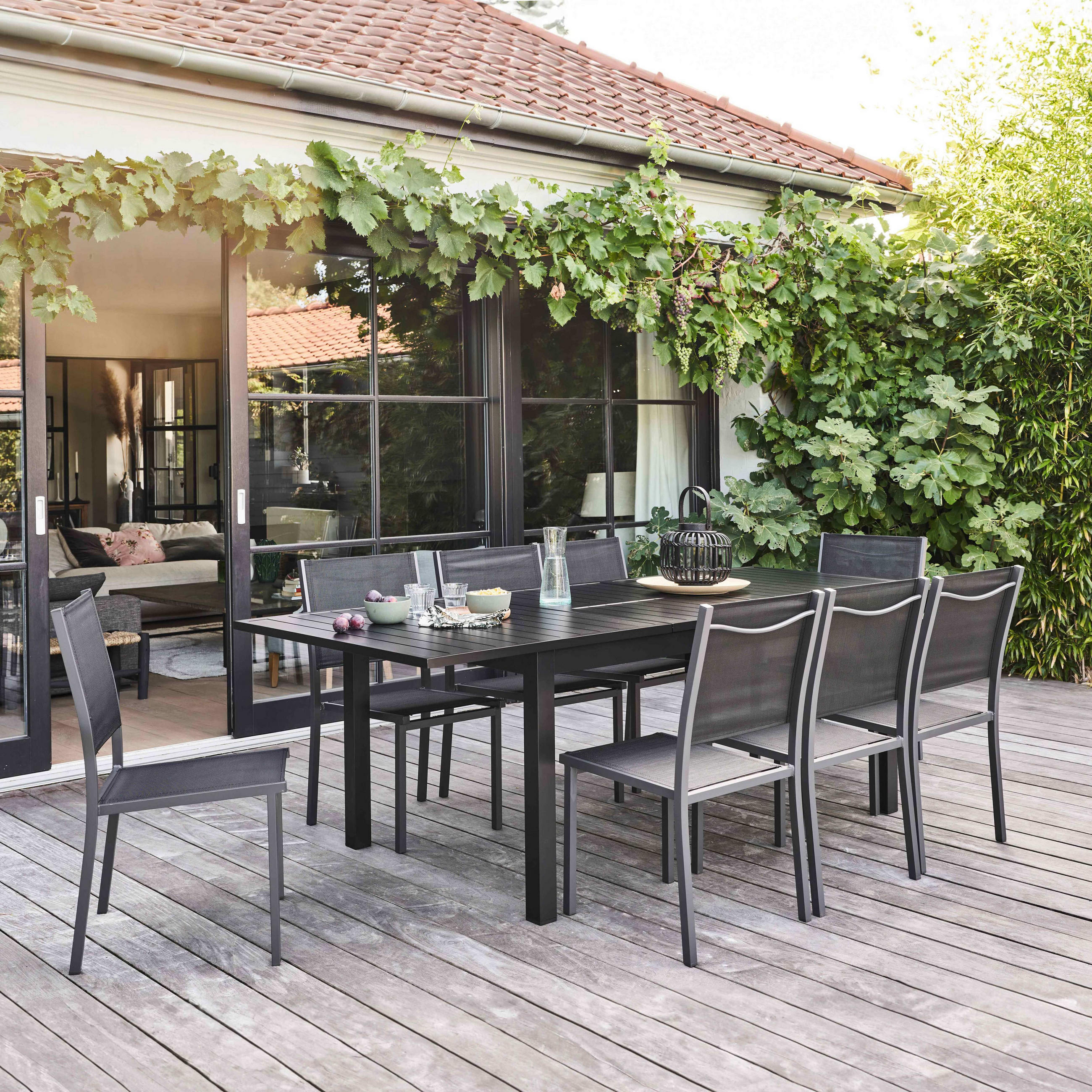 GARTENSET 9-tlg., Schwarz - Schwarz, Metall - Oviala