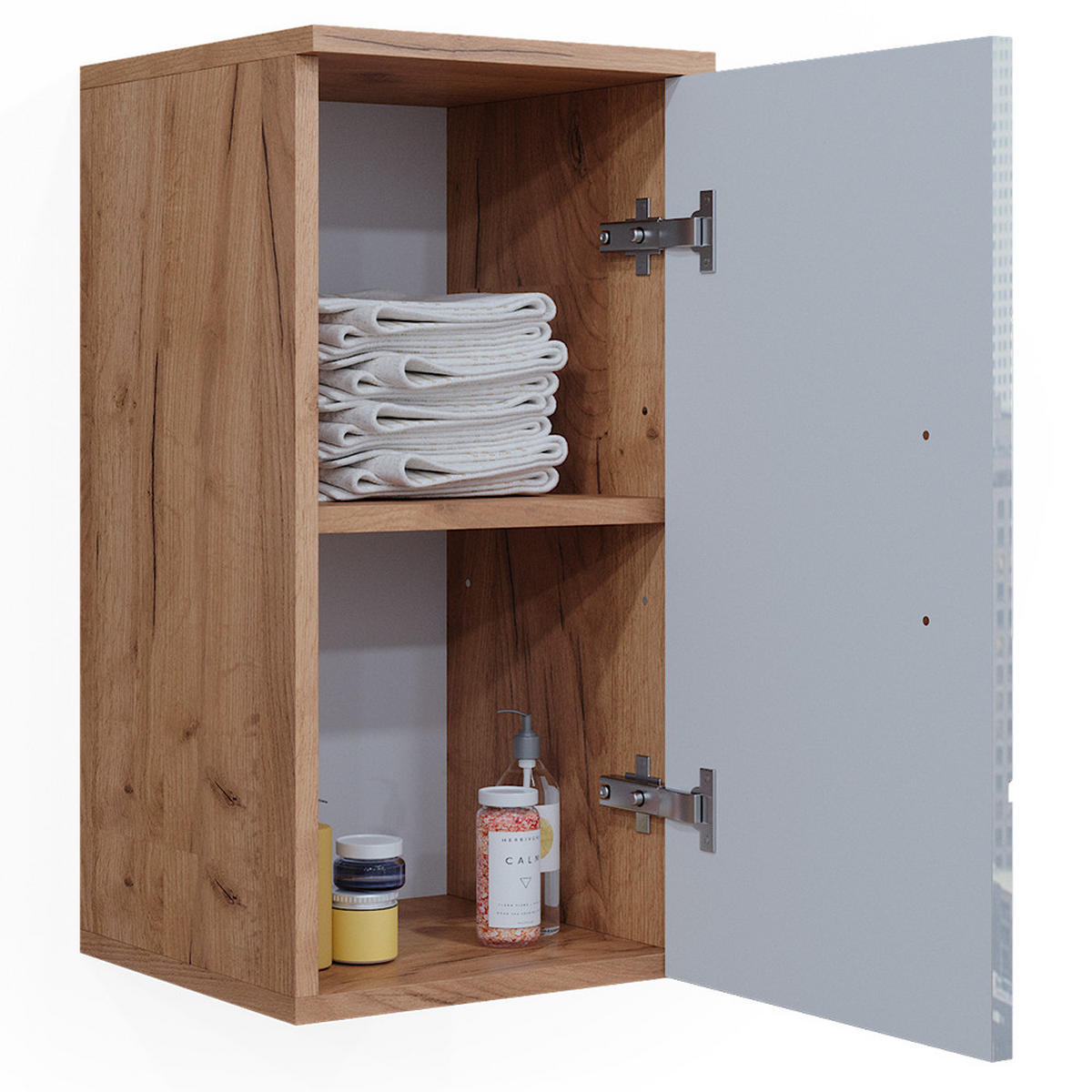 HÄNGESCHRANK Irma, Eiche/Weiß Hochglanz, 30 x 59 cm mit Regal - Honigeiche/Weiß Hochglanz, Holzwerkstoff (30/59/24cm) - Vicco