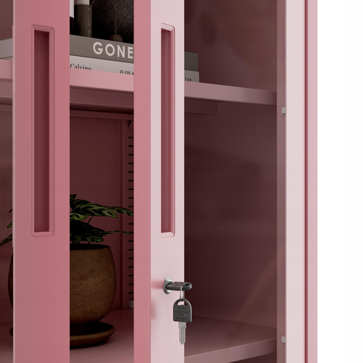 VITRINENSCHRANK Amelia - Rosa, Metall (90/185/40cm) - Jan Nowak
