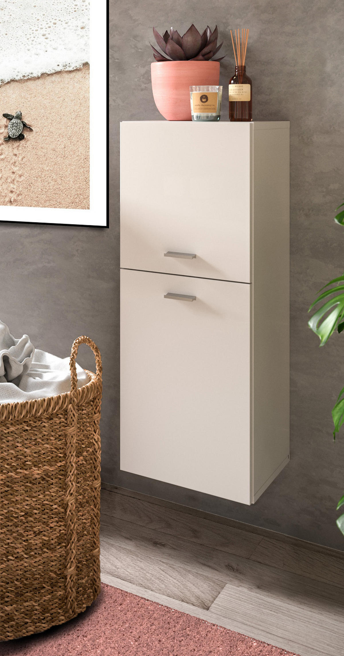 KOMMODE weiß 30 cm, Badschrank hängend oder stehend - Silberfarben/Weiß, Holzwerkstoff/Kunststoff (30/80/29cm) - Inn.Furn