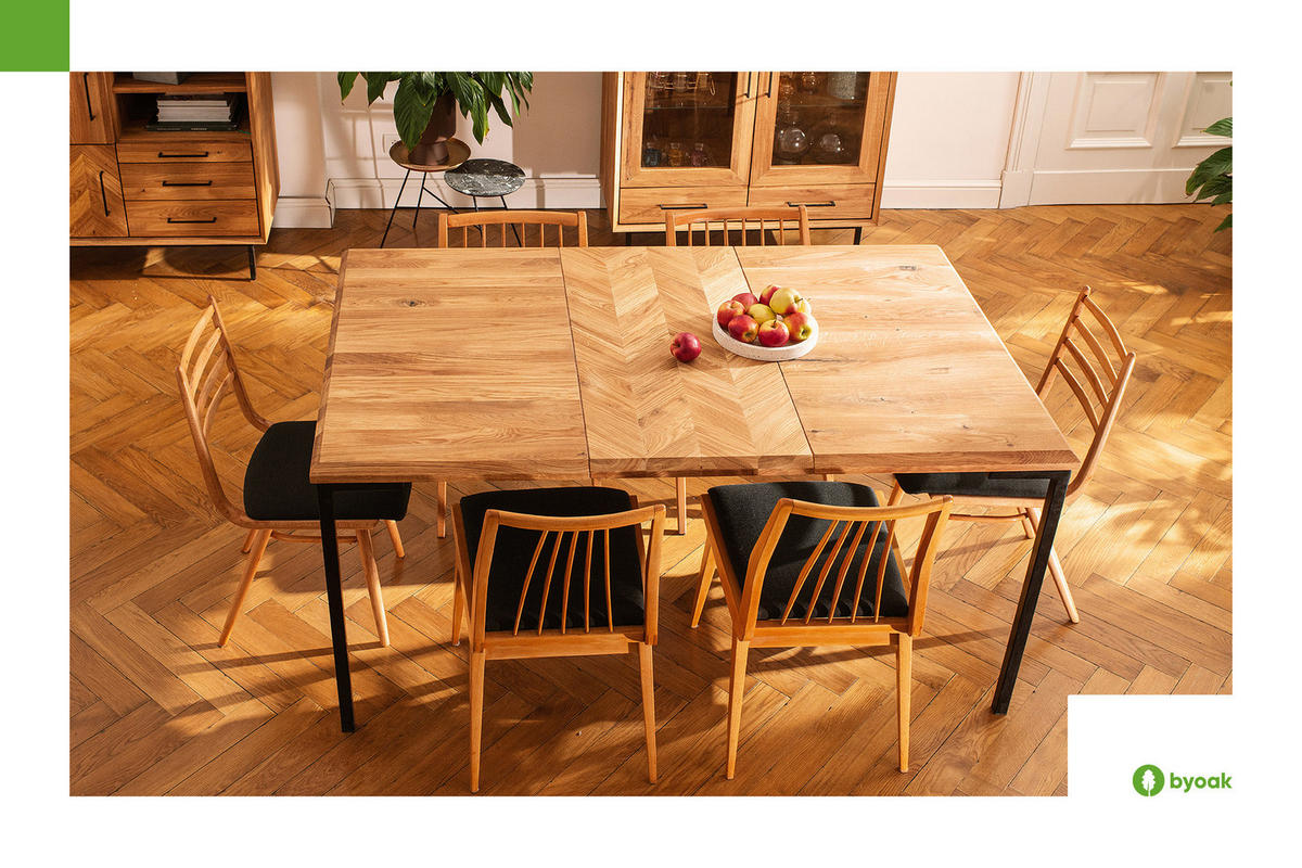 ESSTISCH AUSGEKLAPPT LEON 160x80 Wildeiche - Wildeiche, Holz (80/160/78cm) - byoak