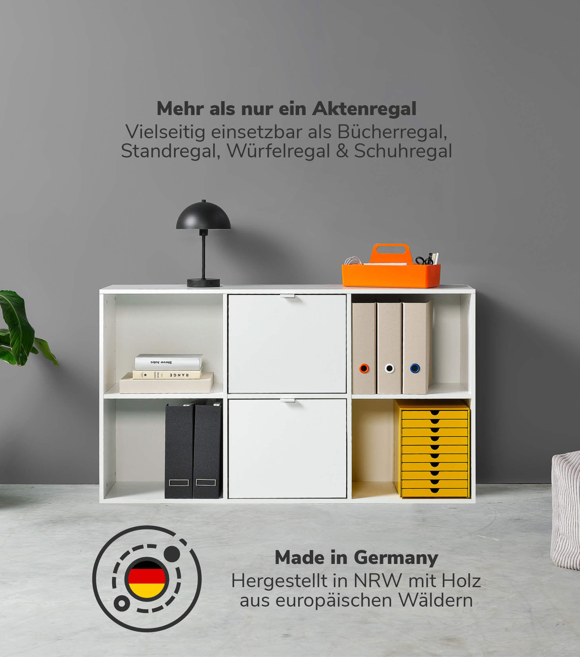 AKTENREGAL Der Verstauer - Weiß, Holzwerkstoff (132/75/35cm) - Mokebo