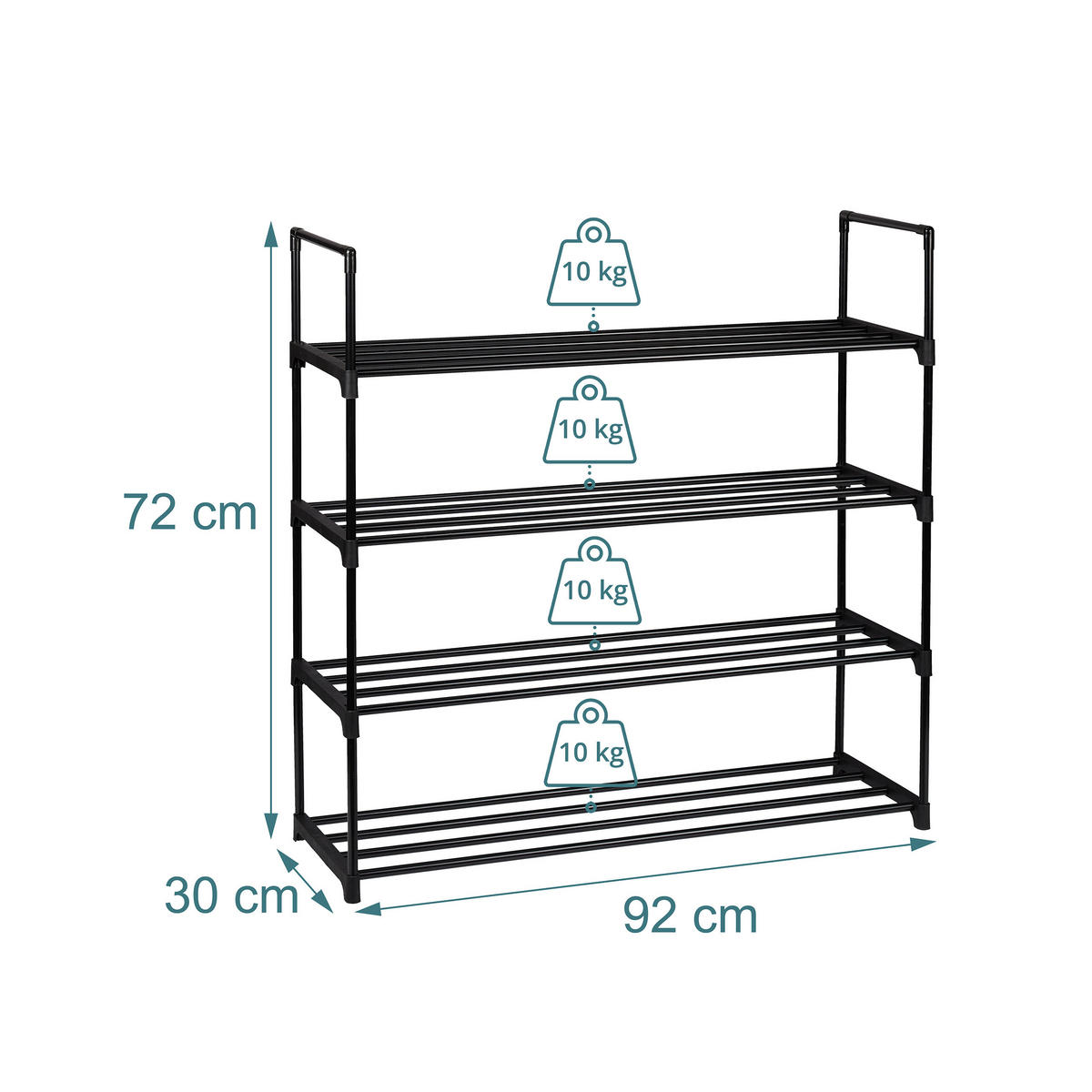 BOTNÍK - černá, kov/plast (92/72/30cm) - Relaxdays
