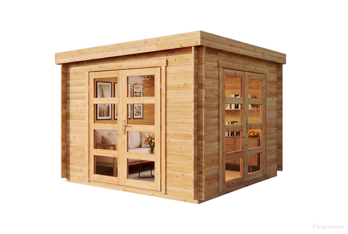 GARTENHAUS Holz Komplettset - Paloma Beach - Naturfarben, Holz (298/228/298cm) - Alpholz