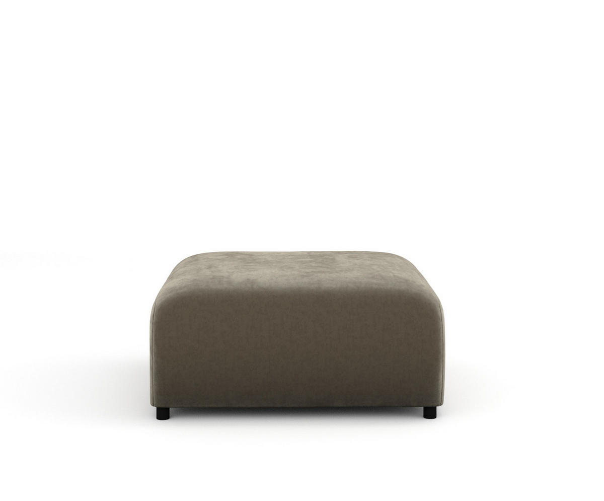 POUF S Zanzibar Taupe Samtstoff - Taupe/Schwarz, Holz/Holzwerkstoff (88/37/88cm) - Maison de Reve