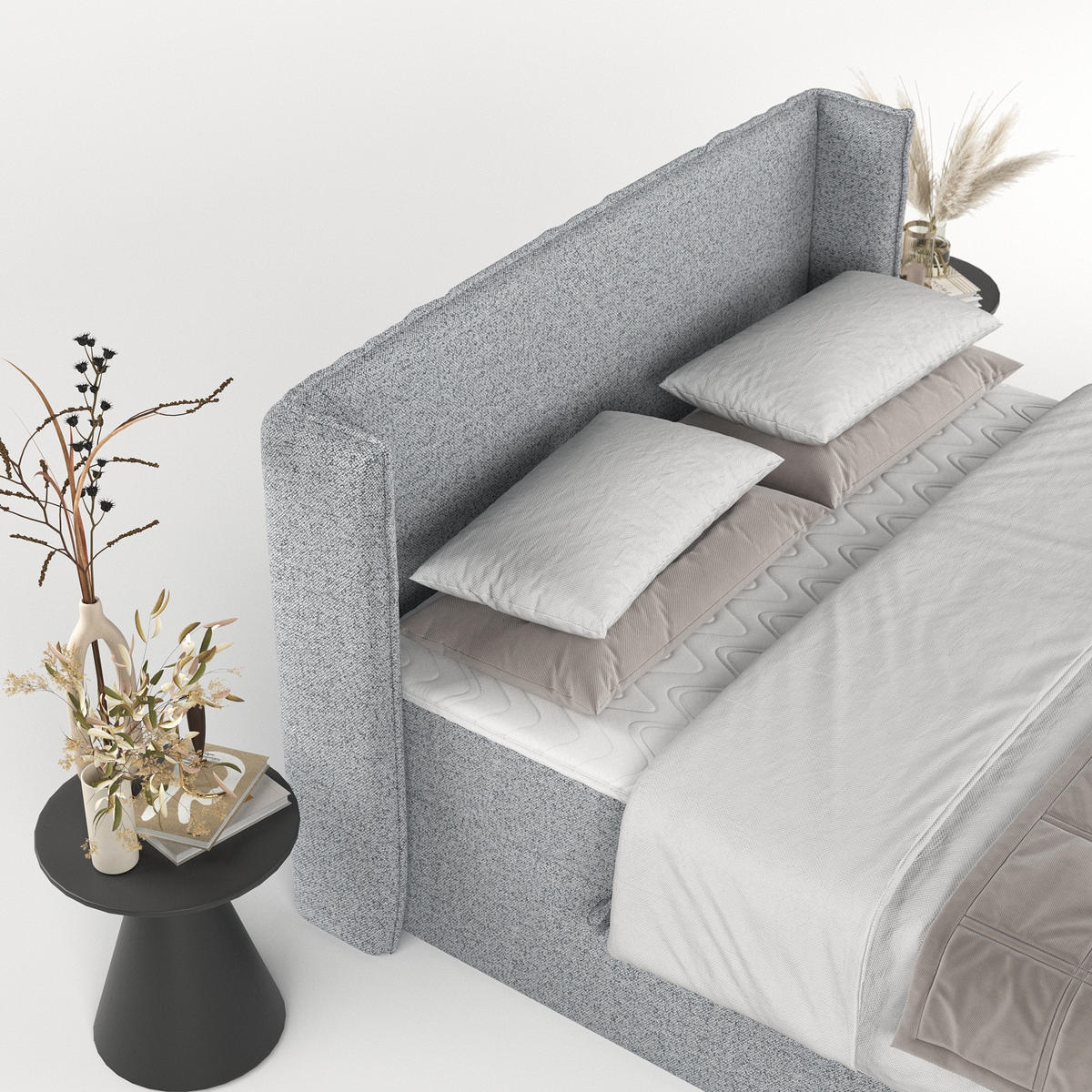 BOXBETT Viva 140/200 cm Grau im Riva Stoff - Schwarz/Grau, Holz/Holzwerkstoff (140/200cm) - AltaBeds