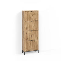 SCHUHKIPPER Aterno Viking Oak 60 x 168 cm mit 4 Klappschubladen - Eichefarben, Holzwerkstoff (60/168/24cm) - Livinity®