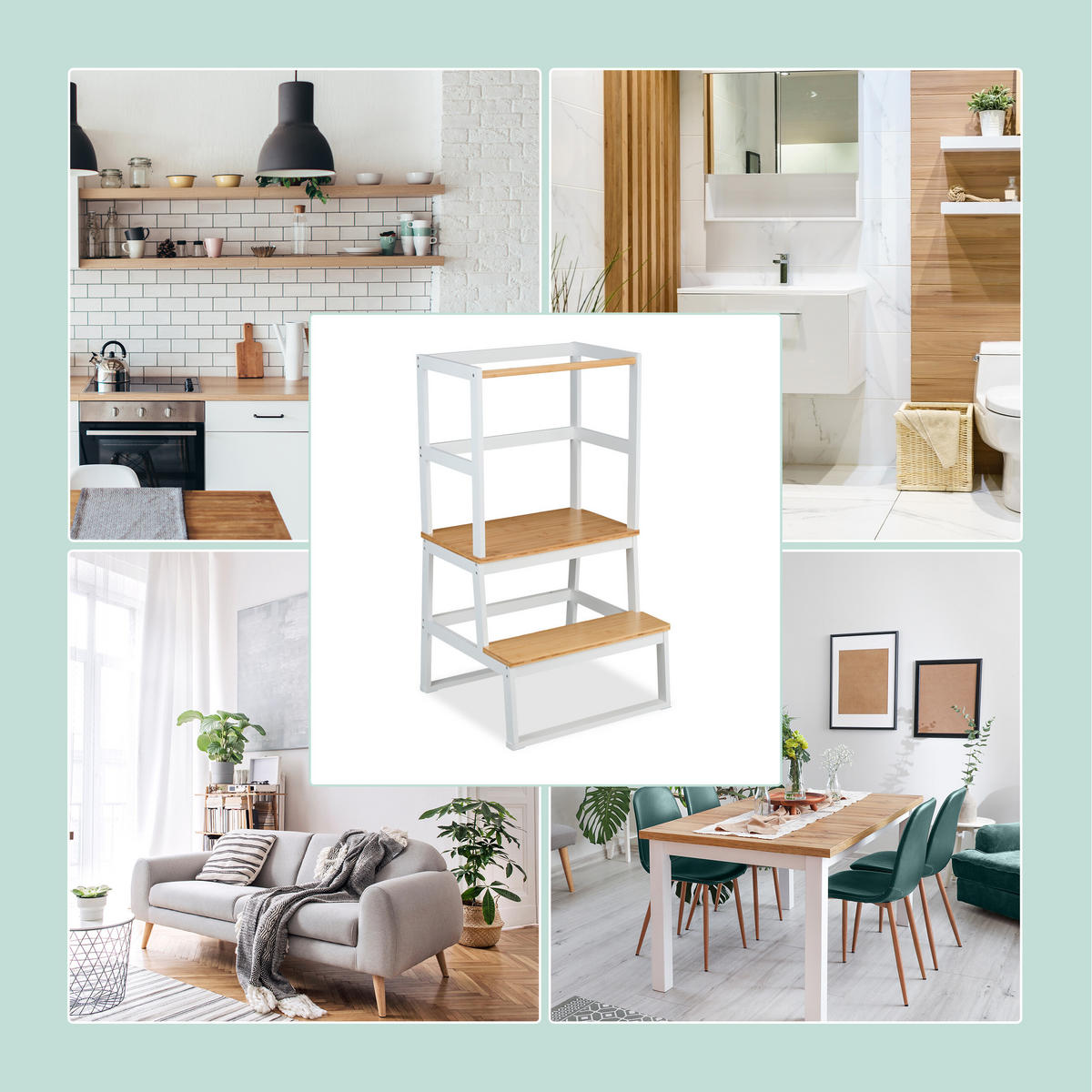 LERNTURM - Naturfarben, Holz (50/93/48.5cm) - Relaxdays