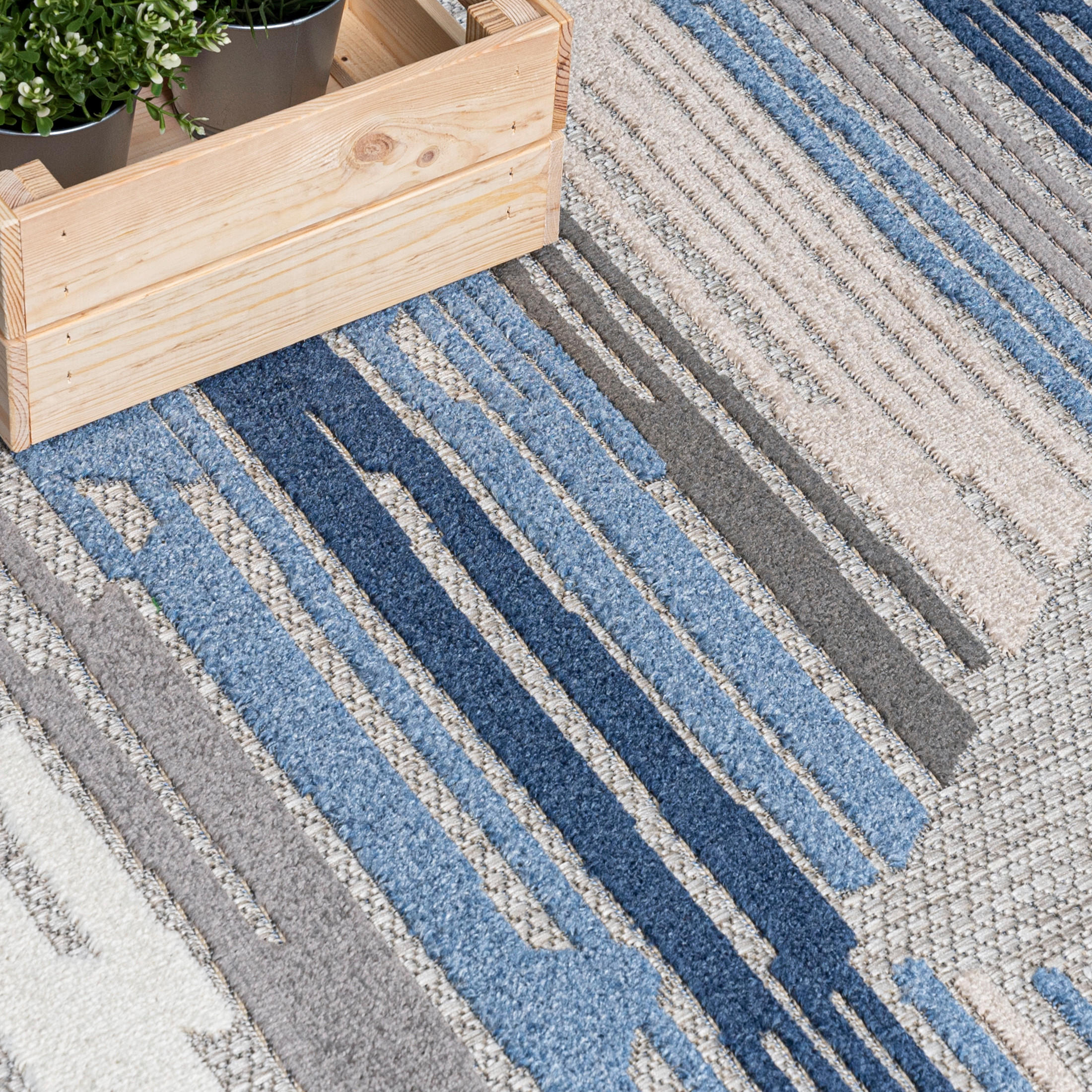 Thumbnail - Mazovia Teppich, Blau, Textil, Abstrakt, Rechteckig, 80x150 cm, Oeko-Tex® Standard 100, Teppiche & Böden, Teppiche, Outd...