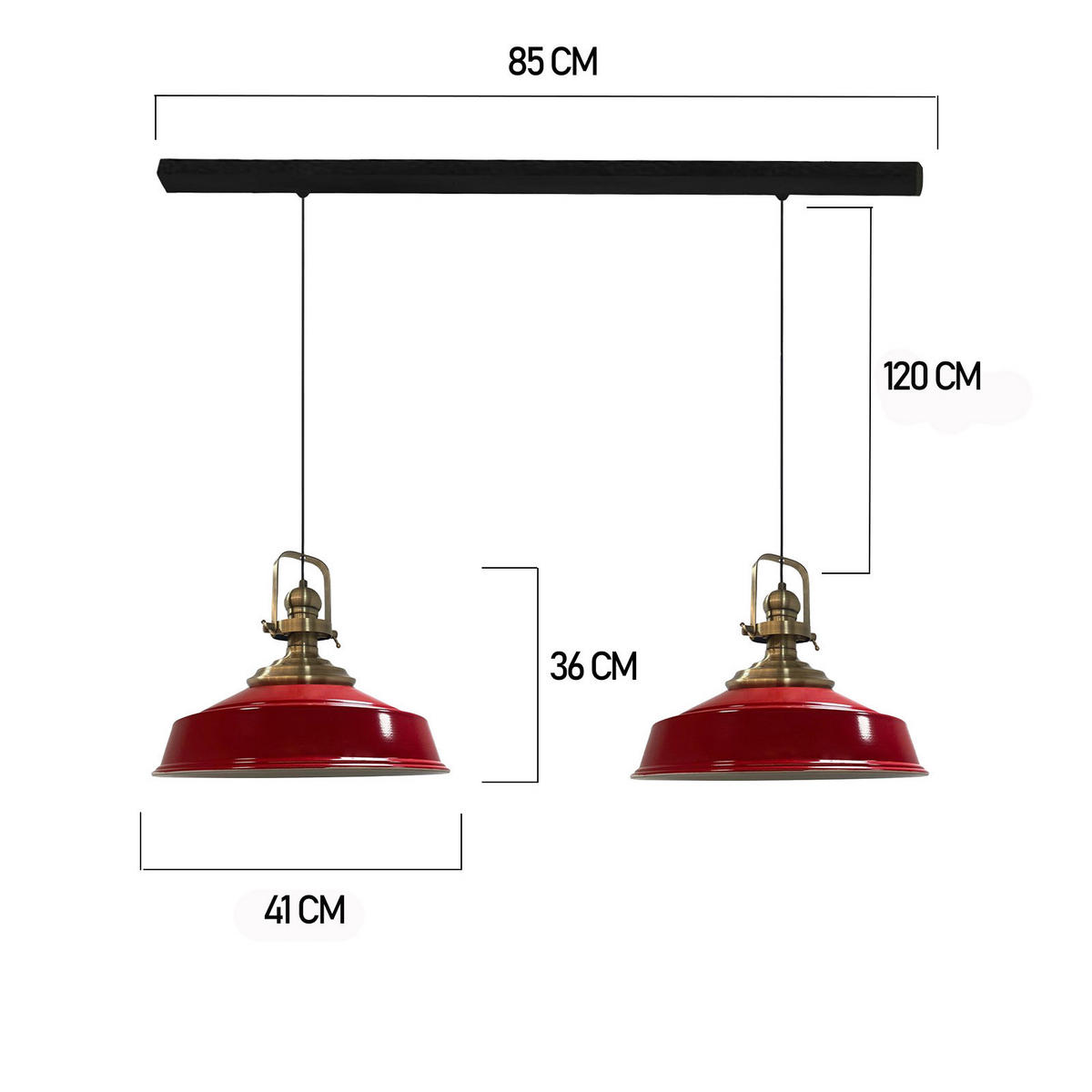 PENDELLEUCHTE Asletl 2 Flammig 41/36 cm - Rot, Metall (41/36cm) - Bamyum