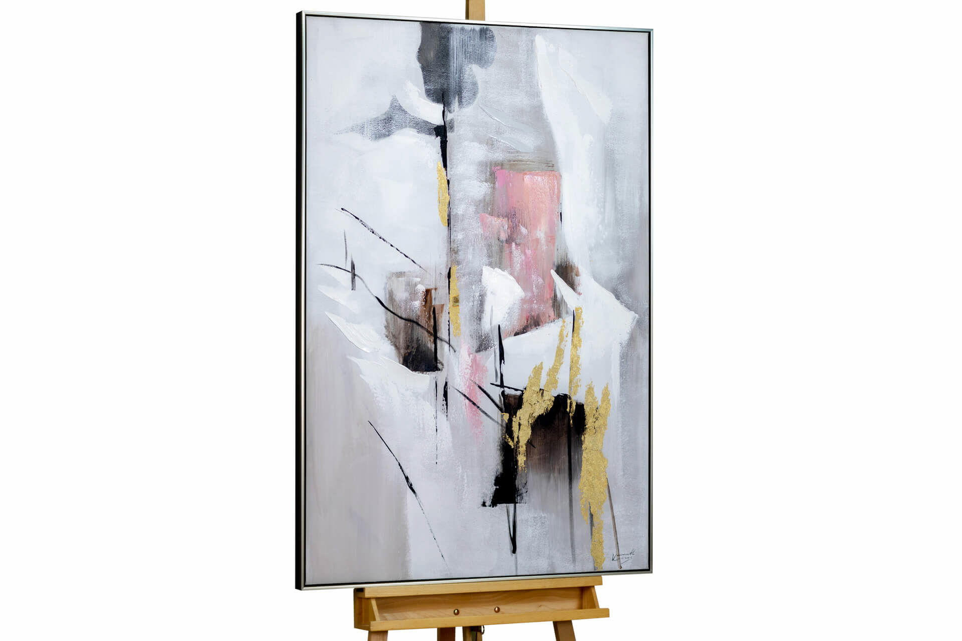 ACRYLBILD HANDGEMALT Weiß 83/123 cm - Weiß, Textil (82.5/122.5cm) - KUNSTLOFT