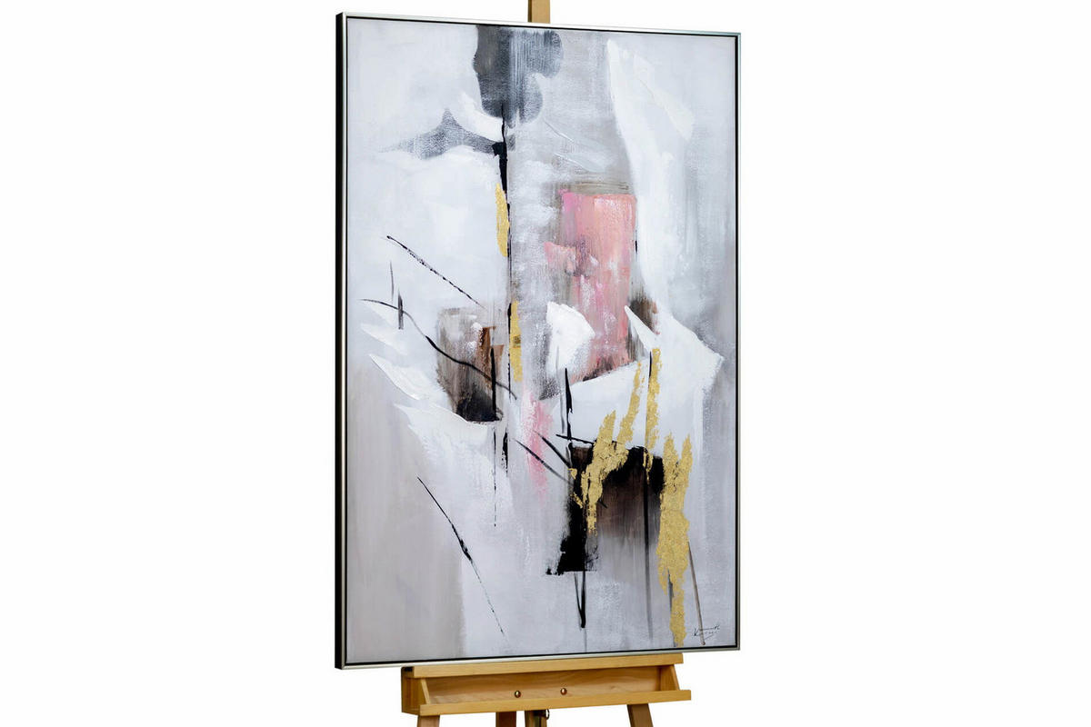 ACRYLBILD HANDGEMALT Weiß 83/123 cm - Weiß, Textil (82.5/122.5cm) - KUNSTLOFT