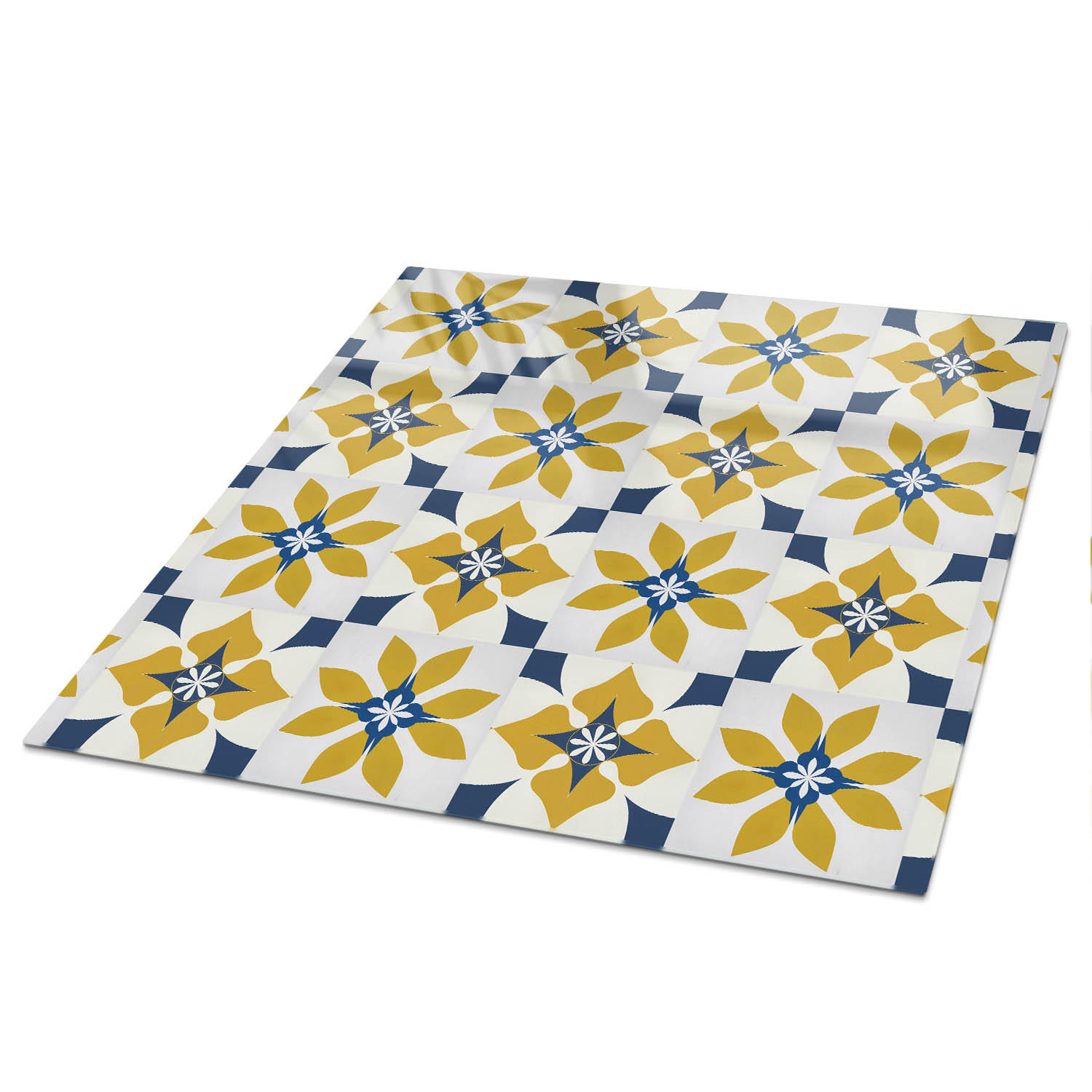 TISCHPLATTE 50x50 cm – Florale Geometrie - Rot, Glas (50/50/0.4cm) - Wallfluent