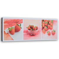 WANDBILD rote erdbeeren - Rot, Textil (90/30cm) - Feeby