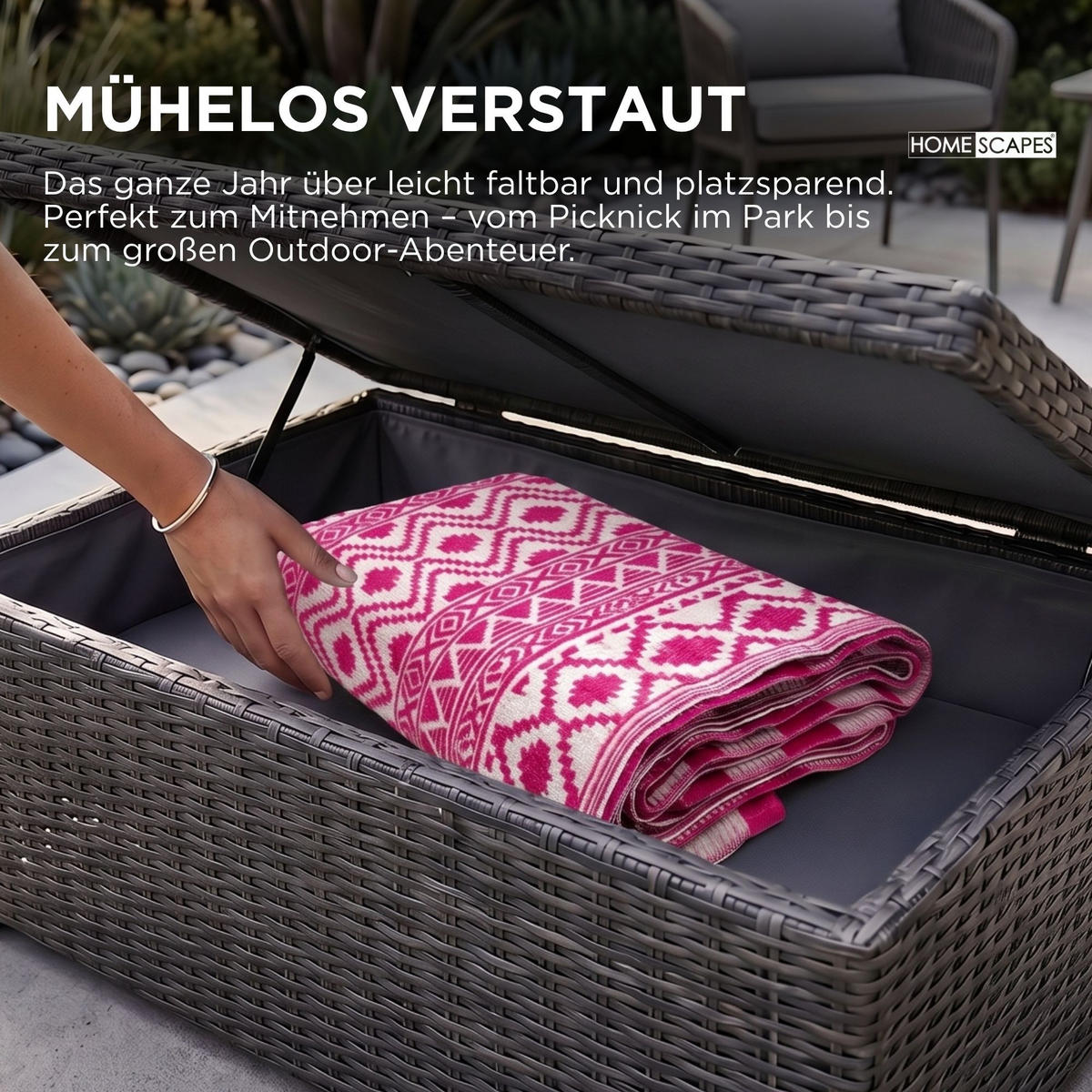 OUTDOORTEPPICH Tia, Ethno-Muster 240/300 cm - Pink, Kunststoff (240/300cm) - Homescapes