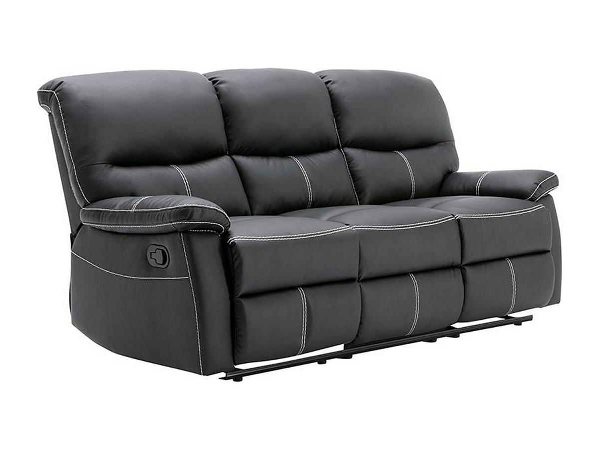 RELAXSOFA - 3 Personen - kunstleder - schwarz Canby - Schwarz, Leder (183/95/90cm) - Vente-Unique
