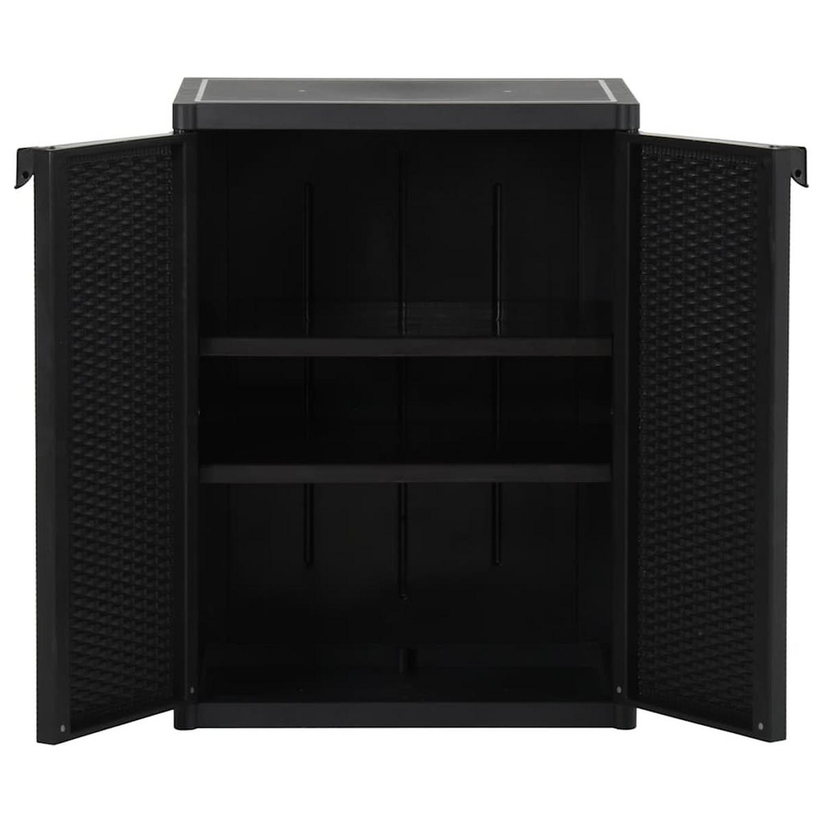 GARTENSCHRANK Schwarz 65/45/88 Cm Pp Rattan-Optik - Schwarz, Holzwerkstoff/Kunststoff (65/88/45cm) - vidaXL