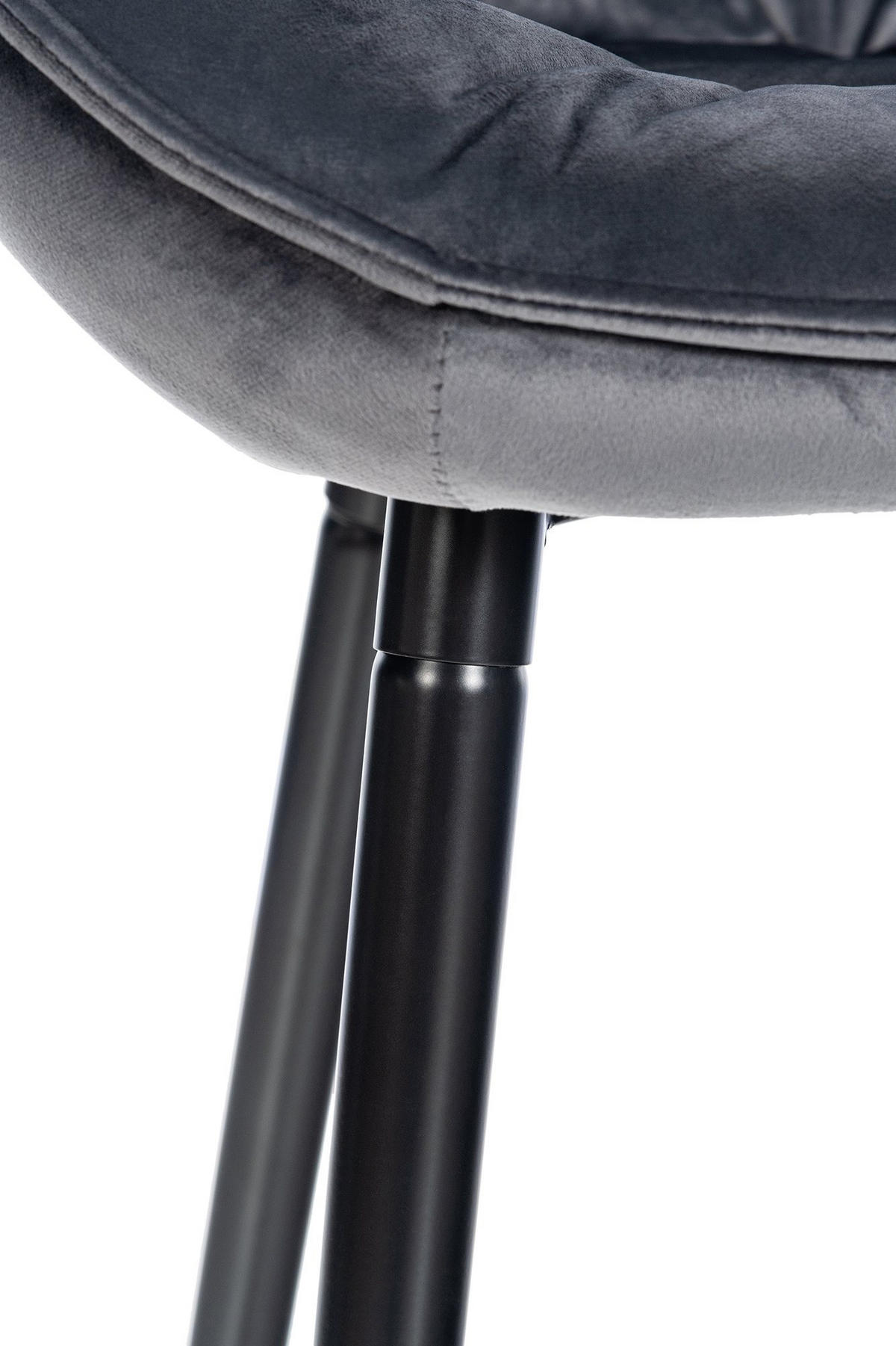 BARHOCKER 2er Set Samt dunkelgrau - Dunkelgrau/Schwarz, Textil/Metall (54/103/57.5cm) - CLP