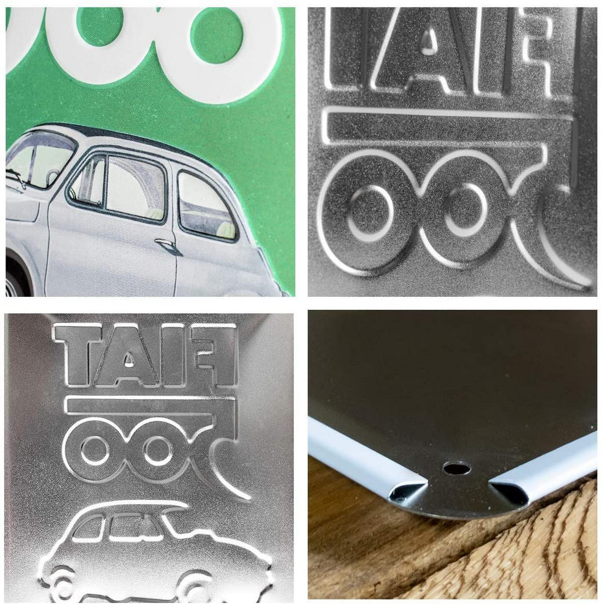 BLECHSCHILD 15/20 cm FIAT Fiat 500 Italian Colors - Multicolor, Metall (15/20/0.5cm) - Nostalgic-Art