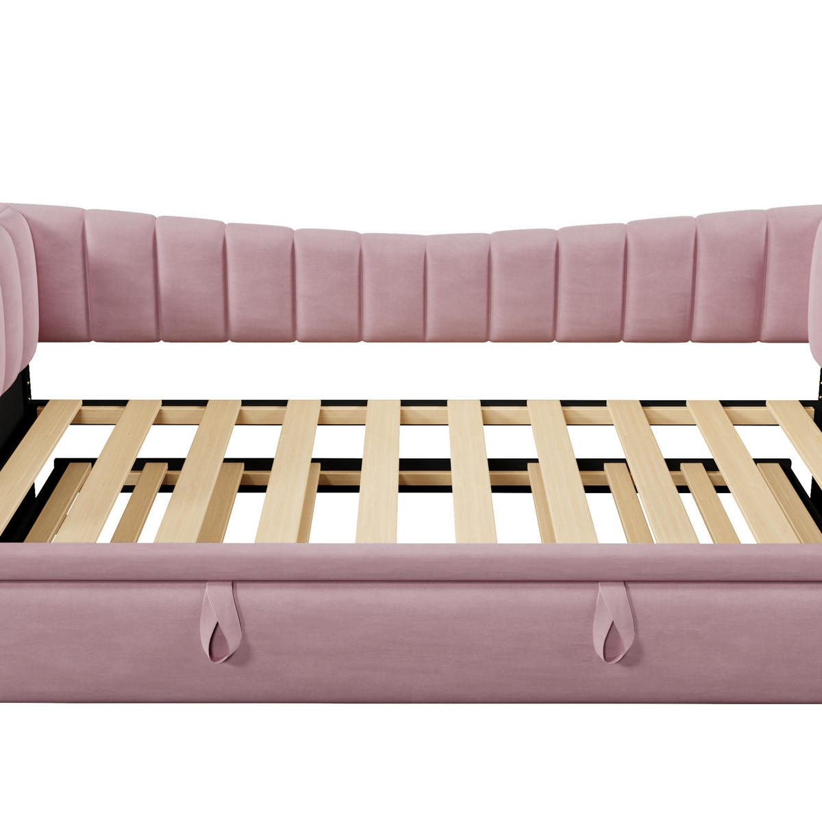 POLSTERBETT 90/200 cm Rosa aus Samt mit Ziehbett - Rosa, Textil (180/200cm) - OKMYHOME