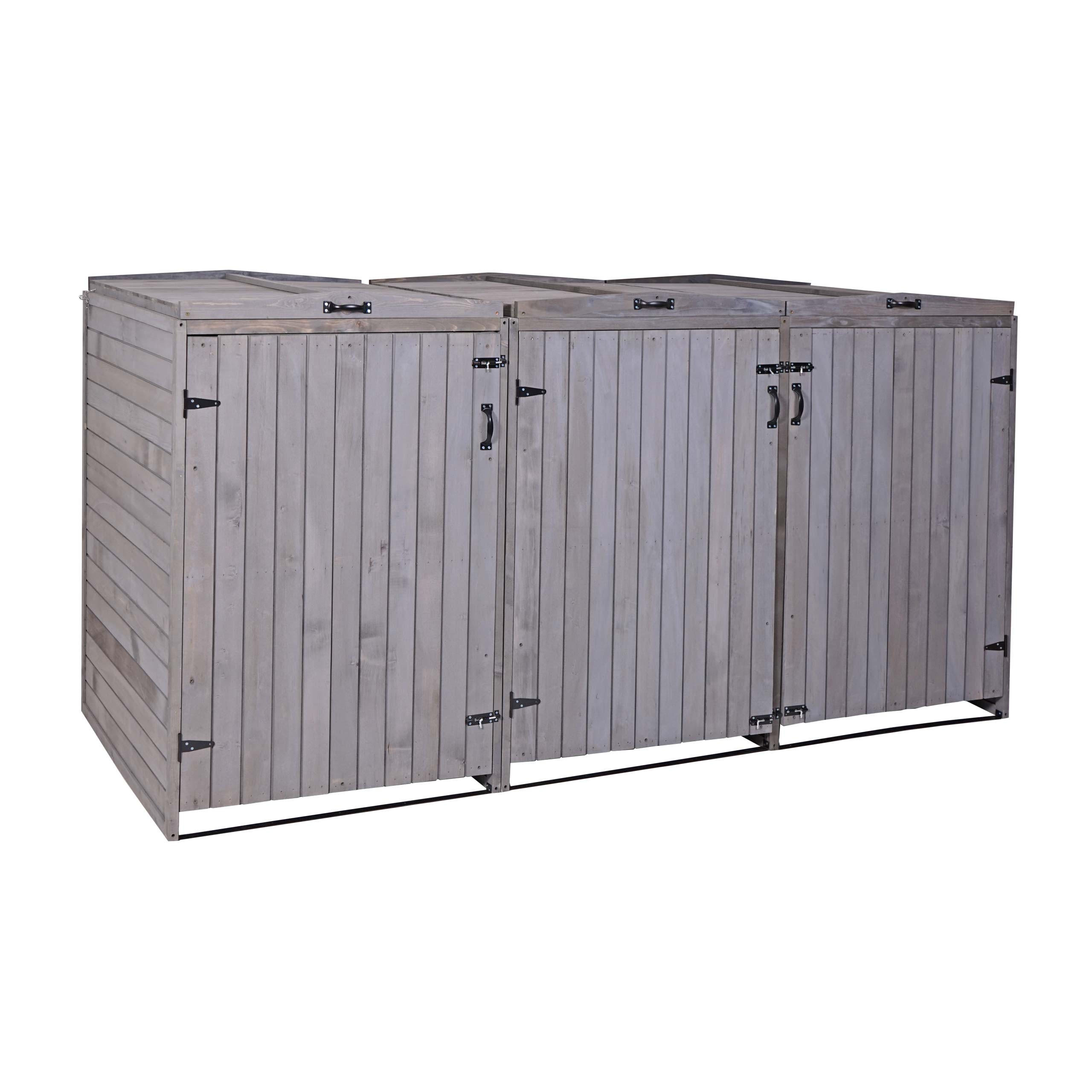 3ER-/6ER-MÜLLTONNENVERKLEIDUNG Anthrazit, Grau - Anthrazit/Grau, Holz (237/126/98cm) - MCW
