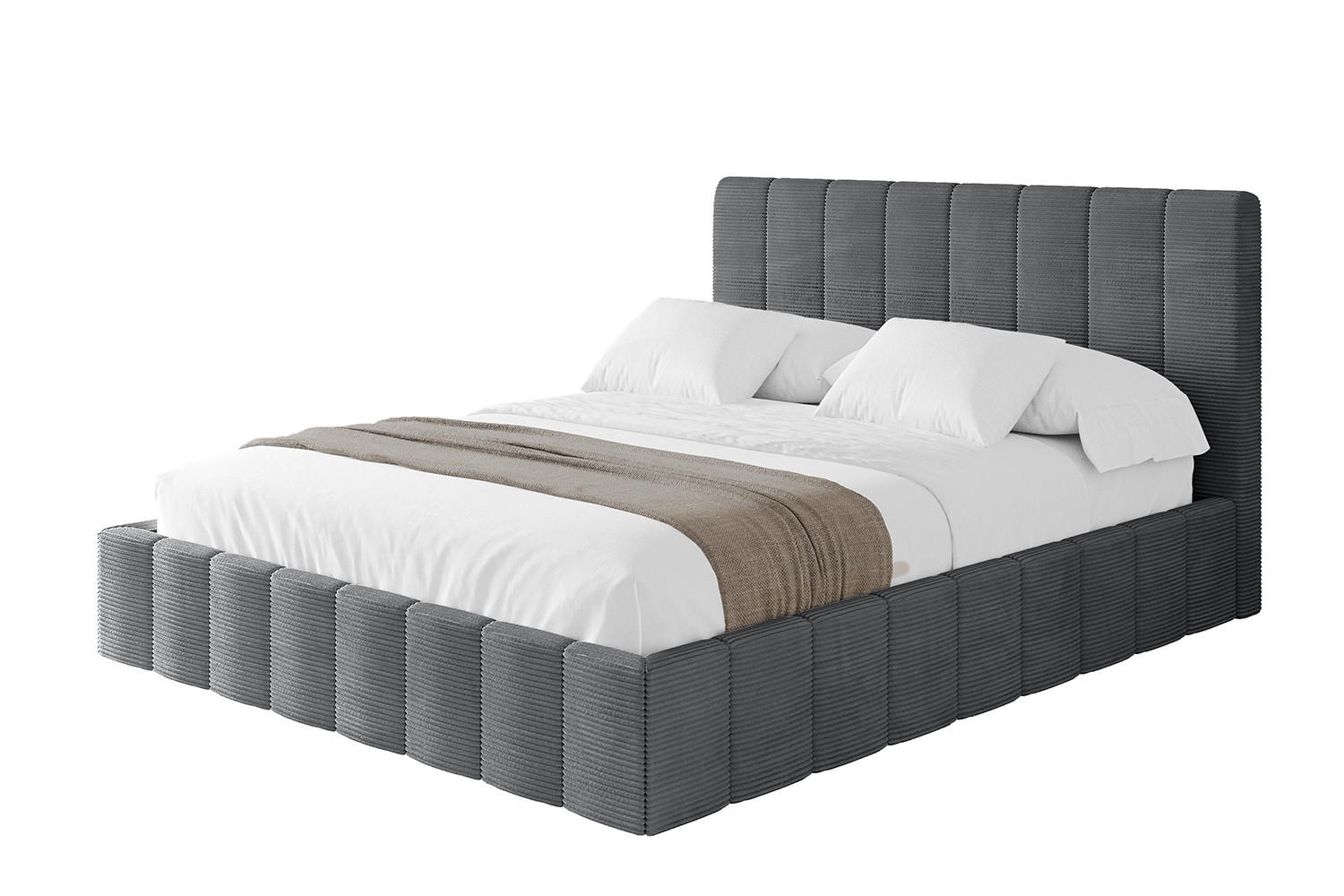 POLSTERBETT mit Bettkasten und Lattenrost, Boxbett ohne Matratze - FINO 140x200 Dunkelgrau - Anthrazit, Holzwerkstoff/Textil (140/200cm) - ALTDECOR