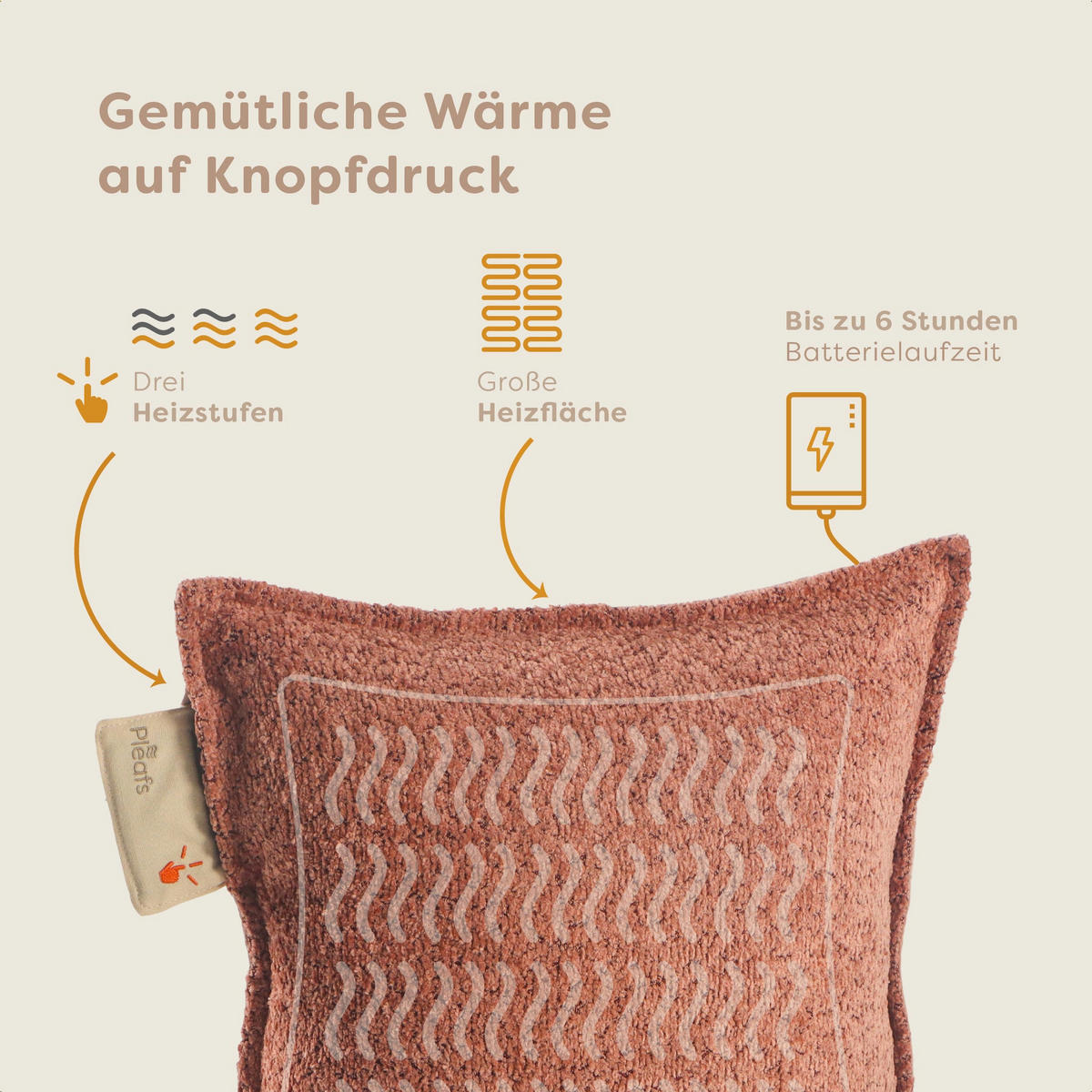 HEIZKISSEN Boho 45x45cm Spicy Mix - Cognac, Textil (45/45cm) - Pleafs