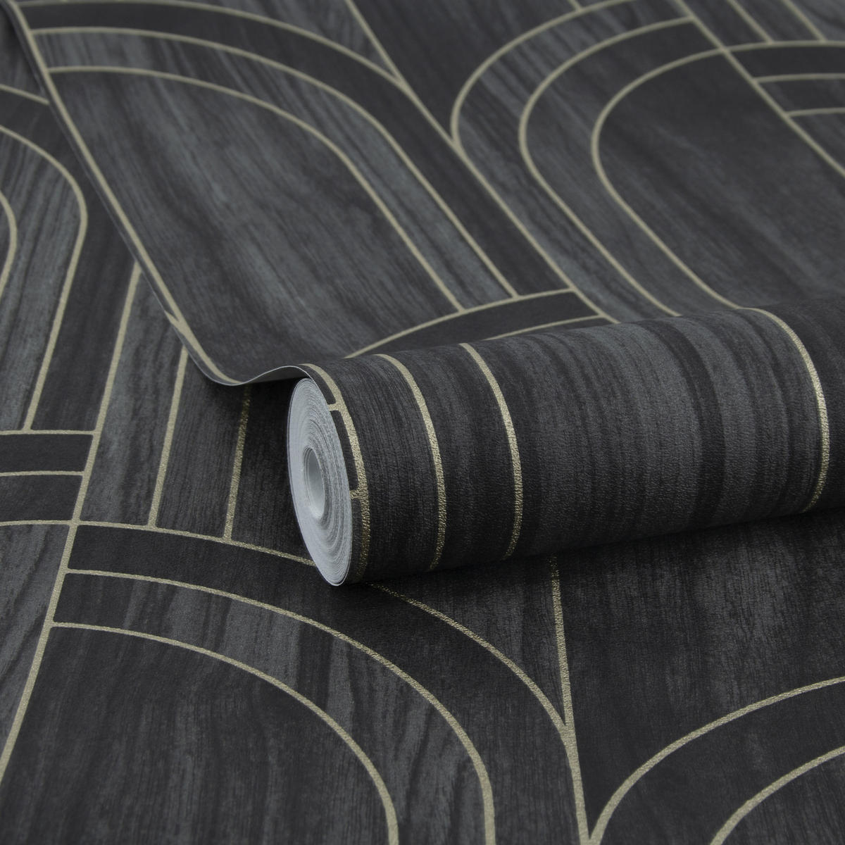 VLIESTAPETE - Modella Wood Black - Schwarz, Papier/Kunststoff (52/1000cm) - Sublime