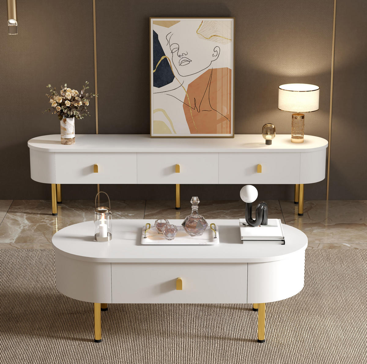 TV-ELEMENT mit 3 Schubladen 174 cm MDF Weiß - Weiß, Holzwerkstoff (35/41/174cm) - Beauniv