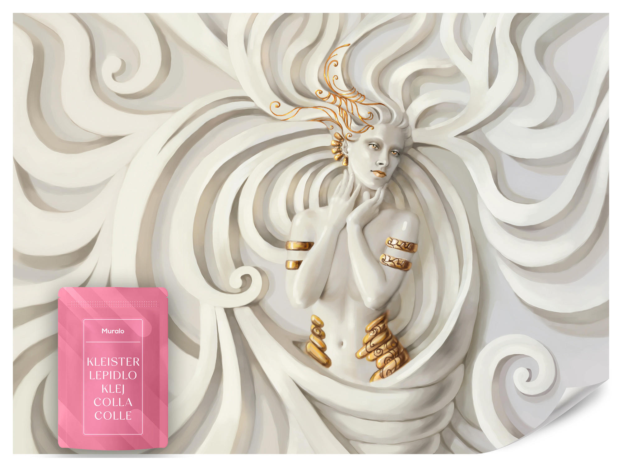 FOTOTAPETE Medusa Abstraktion 3D Effekt 500x350 - Beige, Papier (500/350cm) - Muralo