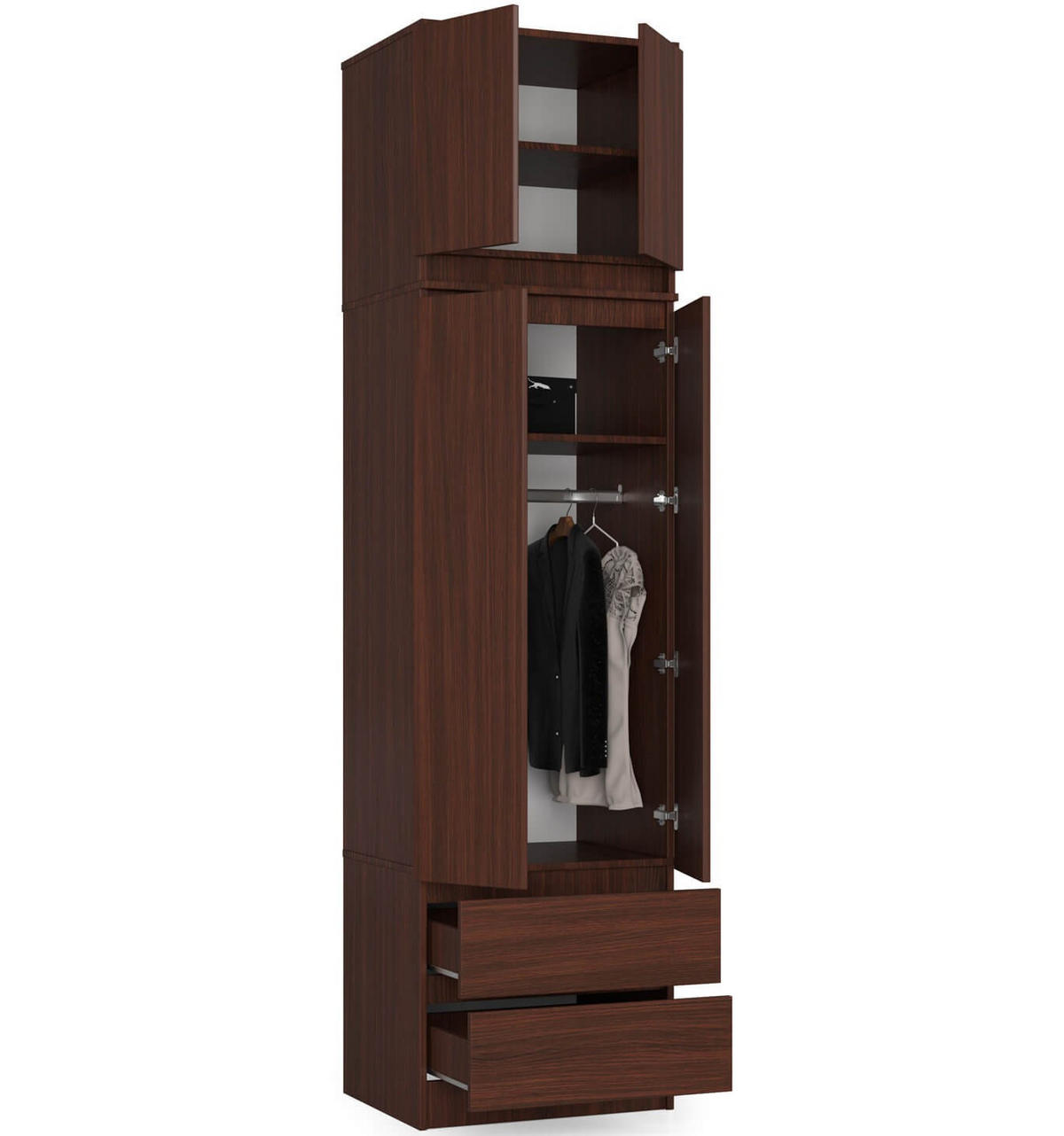 KLEIDERSCHRANK Dunkelbraun 234/60/51 - Dunkelbraun, Holzwerkstoff (60/234/51cm) - RAUMHIRSCH FURNITURE