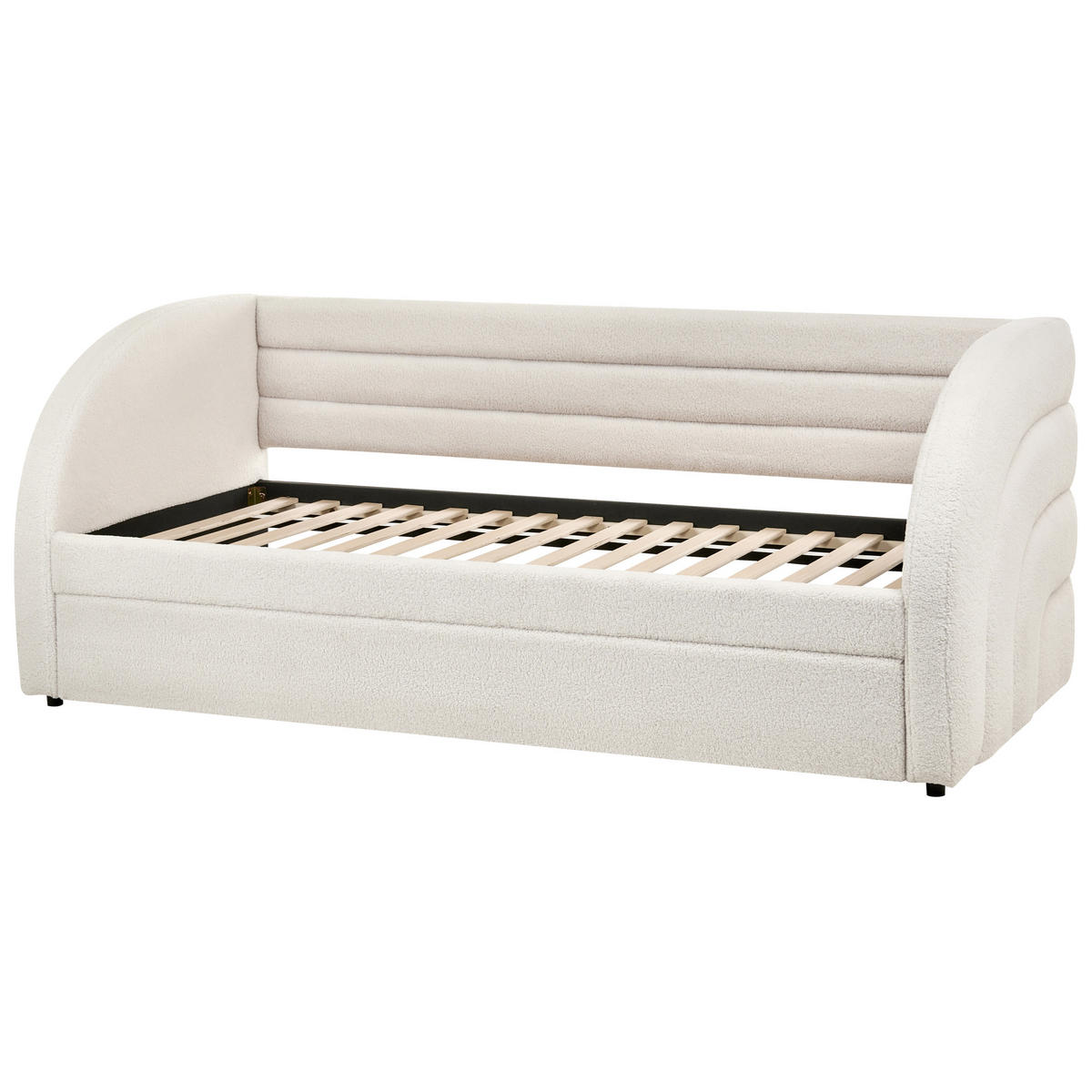 VYSOUVACÍ POSTEL Bouclé 90/200 cm Bílá Albiac - bílá, textil (90/200cm) - Beliani