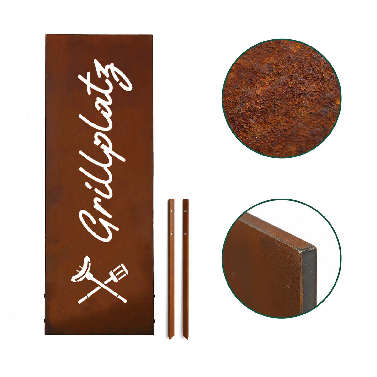 EDELROST-GARTENDEKO - Braun, Metall (1.5cm) - Relaxdays