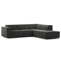 ECKSOFA mit Ottomane - Schwarz/Grau, Kunststoff/Textil (260/234cm) - home24