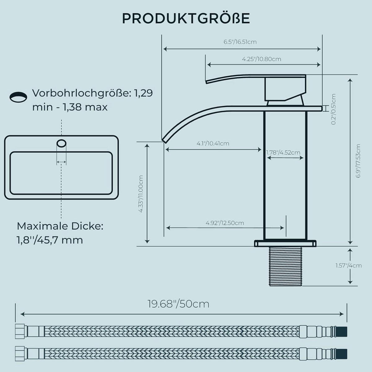 WASCHTISCHARMATUR Wasserfall Chrom 110 mm Auslaufhöhe - Silberfarben, Metall (12.7/7.5/17.8cm)