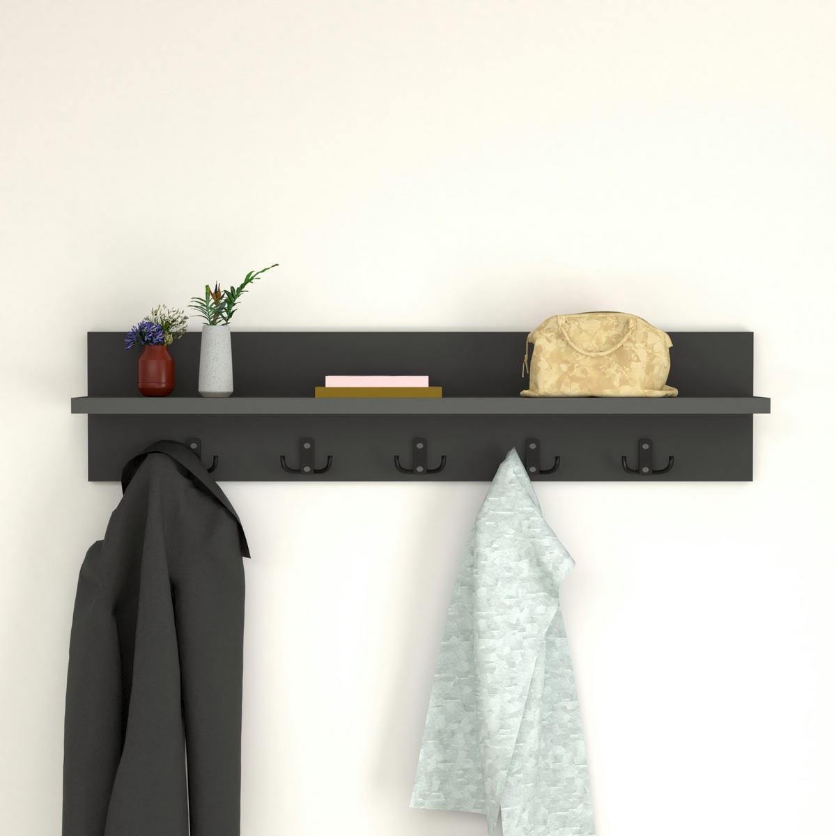 WANDGARDEROBE Hammarö - Anthrazit, Holzwerkstoff (80/18/13cm) - [en.casa]