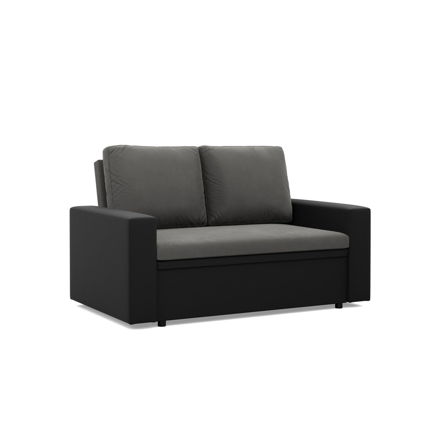 SOFA 2-SITZER MIT SCHLAFFUNKTION LUNA, Dunkelgrau + Schwarz - Dunkelgrau/Schwarz, Textil (148/90/87cm)