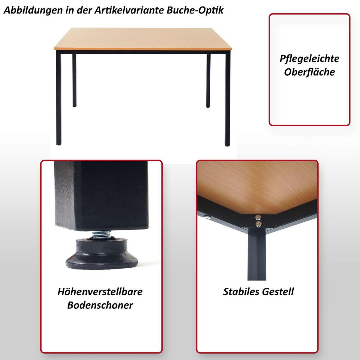 SCHREIBTISCH PETRILA eckig Buche Dekor - Buchefarben, Holzwerkstoff (80/120/75cm) - MCW