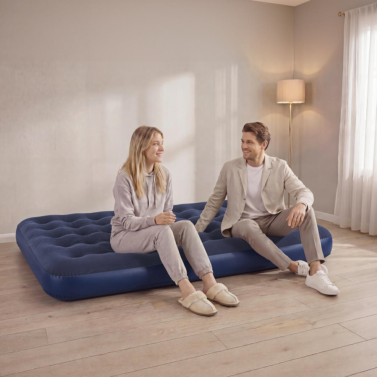 LUFTBETT mit integrierten Kissen OGS32-II-L-HG-P01 - Ahornfarben, Fell (137/191cm) - SoBuy