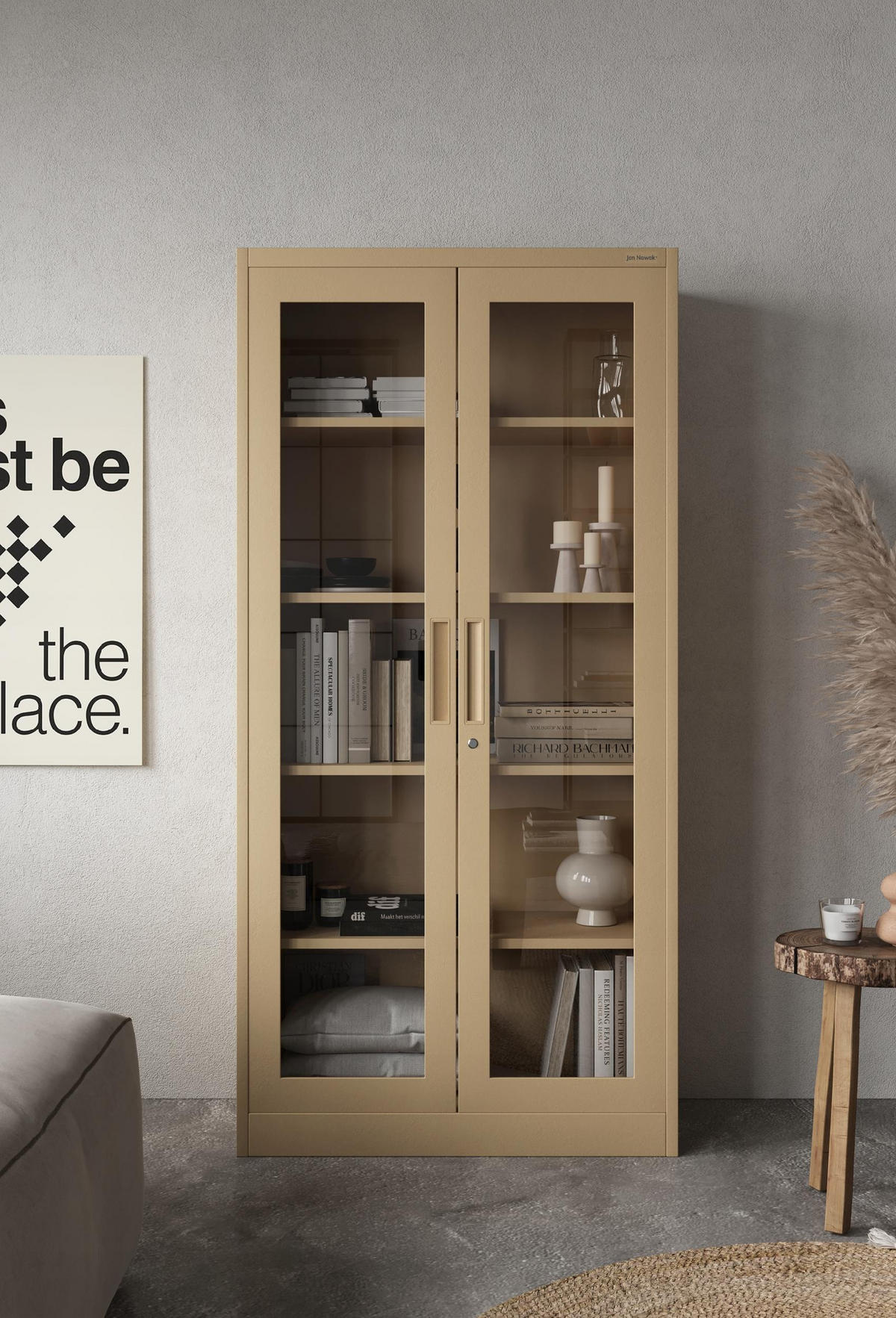 VITRINENSCHRANK Amelia - Beige, Metall (90/185/40cm) - Jan Nowak