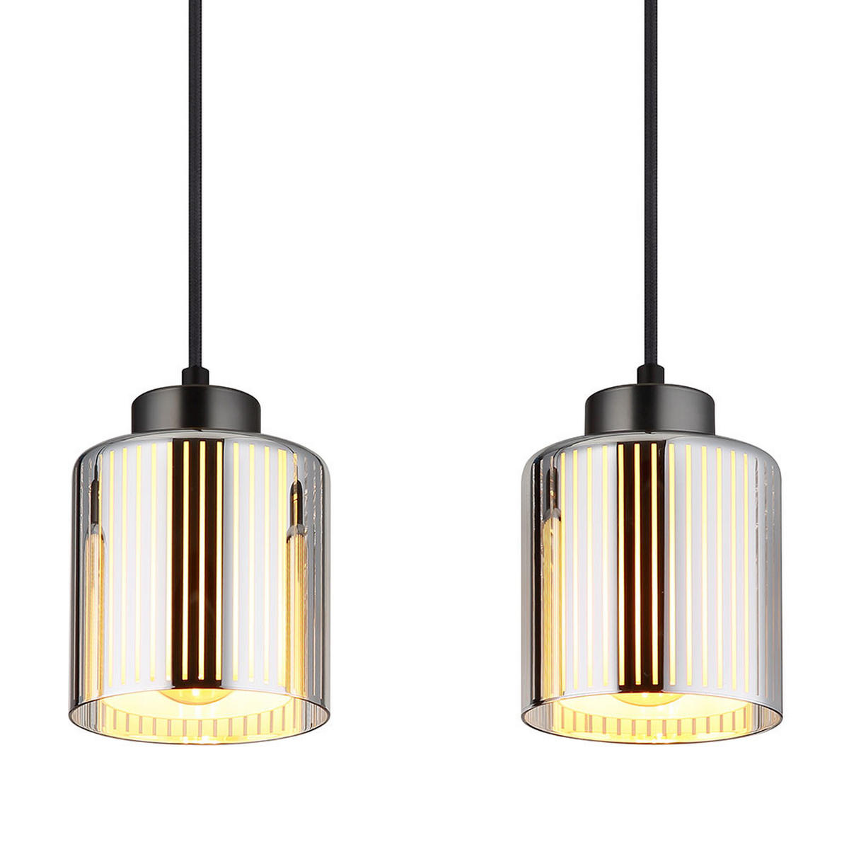 HÄNGELEUCHTE Glas Opal Schwarz Chrom 4-flammig - Schwarz, Glas (78/12/120cm) - Globo Lighting