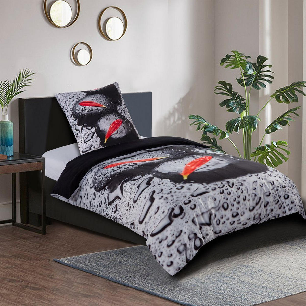 BETTWÄSCHE 4-teilig Elegance - Grau, Naturmaterialien (135/200cm) - Sanilo